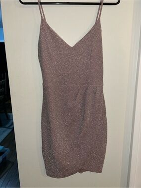 Lulu's Sparkle Mauve Mini Slip Homecoming/Wedding Dress